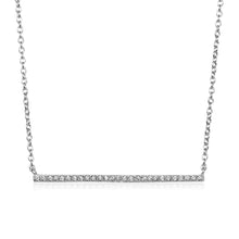 Load image into Gallery viewer, Sterling Silver Straight Bar Necklace with Cubic Zirconias
