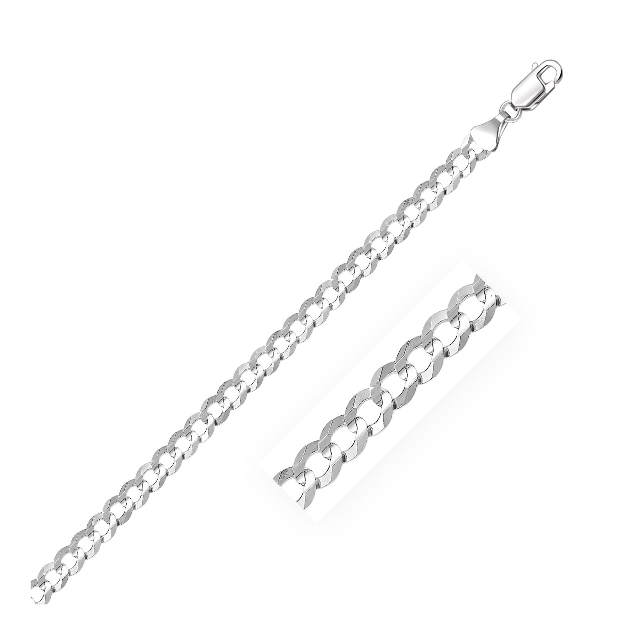 4.7mm 14k White Gold Solid Curb Chain
