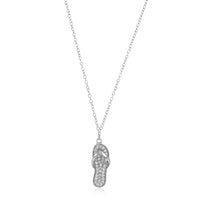 Load image into Gallery viewer, Sterling Silver Flip Flop Necklace with Cubic Zirconias

