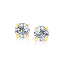 Load image into Gallery viewer, 14k Yellow Gold 8.0mm Round CZ Stud Earrings
