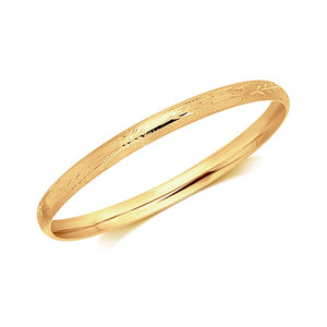 14k Yellow Gold Dome Style Children's Bangle with Diamond Cuts