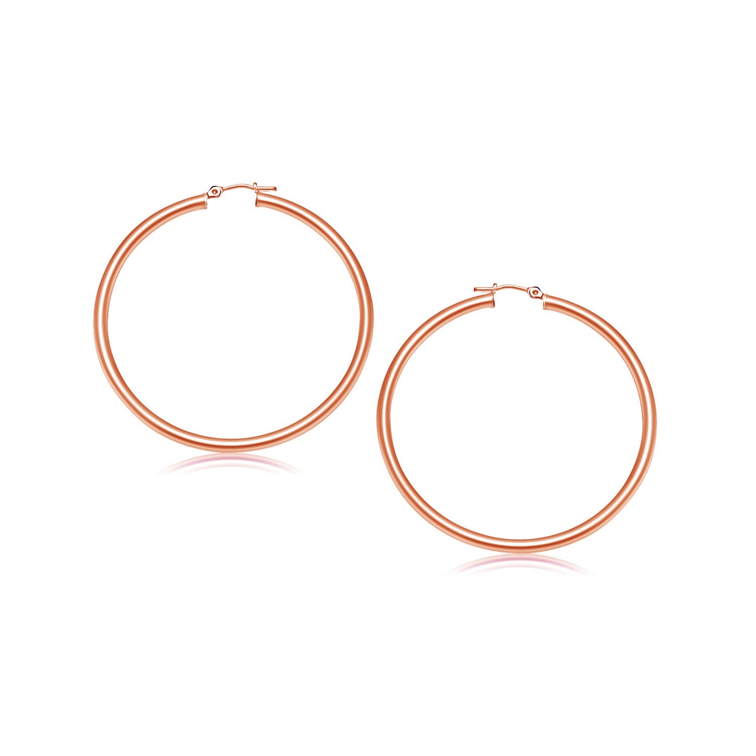 14k Rose Gold Polished Hoop Earrings (25 mm)