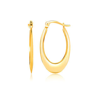 14k Yellow Gold Puffed Graduated Open Oval Earrings