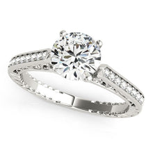 Load image into Gallery viewer, 14k White Gold Round Diamond Antique Style Engagement Ring (1 1/8 cttw)
