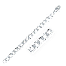 Load image into Gallery viewer, Rhodium Plated 7.2mm Sterling Silver Curb Style Chain
