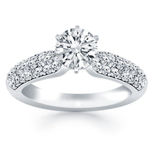 Load image into Gallery viewer, 14k White Gold Triple Row Pave Diamond Engagement Ring
