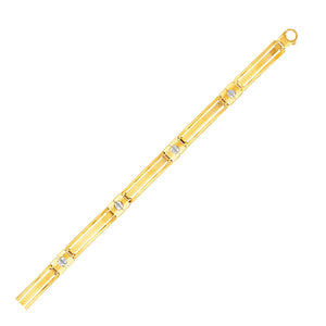 14k Two-Tone Gold Men's Bracelet with Screw Head Motif Accents