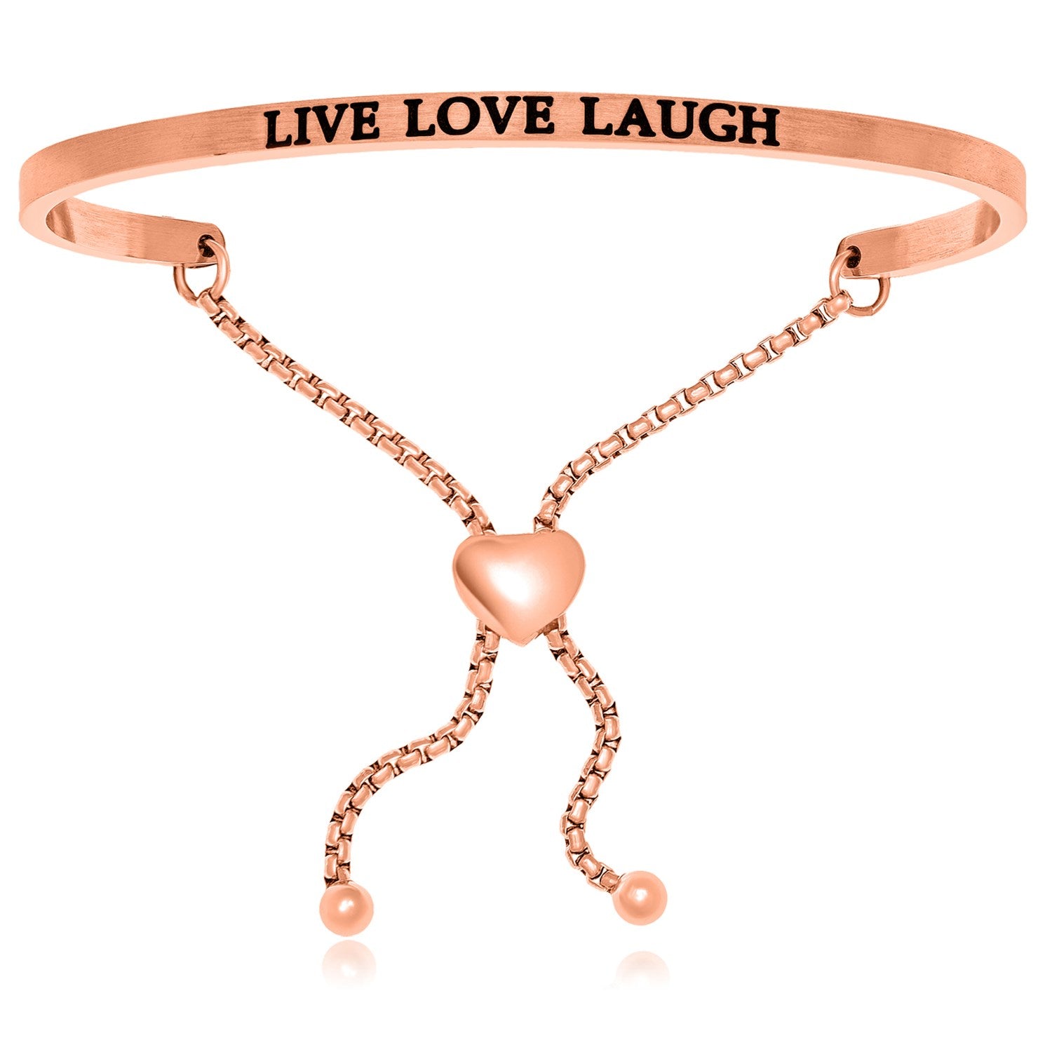 Pink Stainless Steel Live Love Laugh Adjustable Bracelet