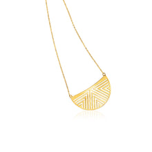 Load image into Gallery viewer, 14k Yellow Gold 18 inch Necklace with Patterned Half Circle
