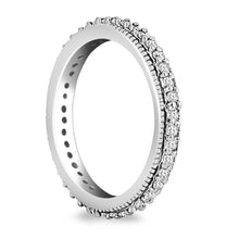 Load image into Gallery viewer, 14k White Gold Pave Set Round Cut Diamond Eternity Ring with Milgrained Edging
