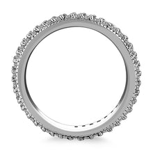 Load image into Gallery viewer, 14k White Gold Pave Set Round Cut Diamond Eternity Ring with Milgrained Edging
