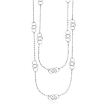 Load image into Gallery viewer, Sterling Silver 36 inch Two Strand Necklace with Interlocking Circle Stations
