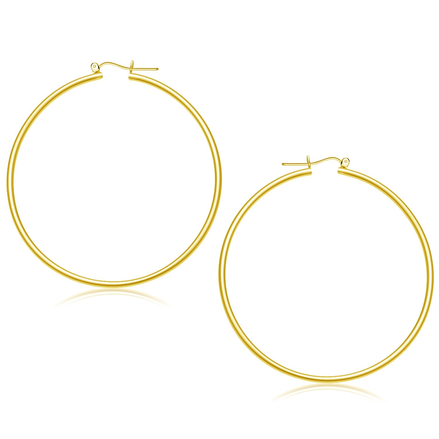 14k Yellow Gold Polished Hoop Earrings (55 mm)