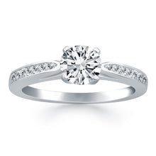 Load image into Gallery viewer, 14k White Gold Cathedral Engagement Ring with Pave Diamonds
