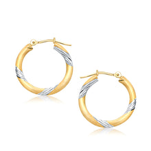 Load image into Gallery viewer, 14k Two Tone Gold Polished Hoop Earrings (20 mm)
