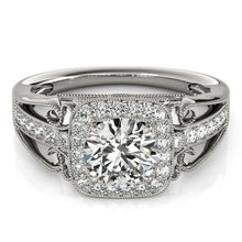 Load image into Gallery viewer, 14k White Gold Baroque Shank Style Cut Diamond Engagement Ring (1 1/4 cttw)
