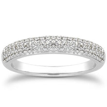Load image into Gallery viewer, 14k White Gold Triple Multi-Row Micro- Pave Diamond Wedding Ring Band
