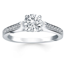 Load image into Gallery viewer, 14k White Gold Pave Diamond Cathedral Engagement Ring

