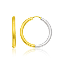 Load image into Gallery viewer, 14k Two-Tone Gold Hoop Earrings in a Hinged Style
