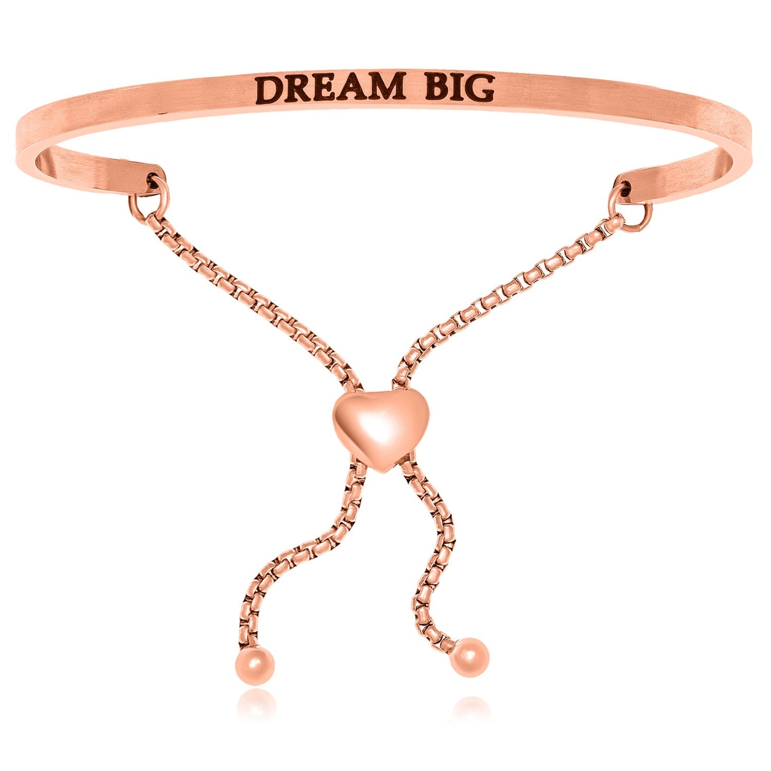 Pink Stainless Steel Dream Big Adjustable Bracelet
