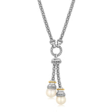 Load image into Gallery viewer, 18k Yellow Gold and Sterling Silver Popcorn Style Necklace with Pearl Accents
