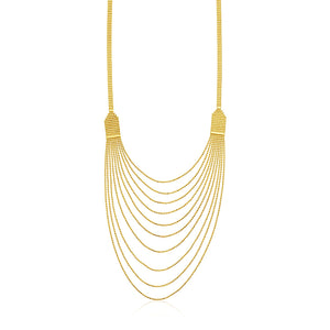 14k Yellow Gold Multi Strand Beaded Necklace