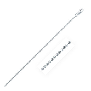 Rhodium Plated 1.8mm Sterling Silver Bead Style Chain
