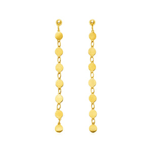 14k Yellow Gold Post Dangle Earrings with Polished Circles