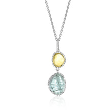 Load image into Gallery viewer, Sterling Silver Layered Blue Topaz,  Citrine,  and Diamond Pendant
