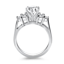 Load image into Gallery viewer, 14k White Gold Cathedral Engagement Ring with Side Diamond Clusters
