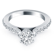 Load image into Gallery viewer, 14k White Gold Curved Shank Engagement Ring with Pave Diamonds
