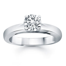 Load image into Gallery viewer, 14k White Gold Classic Wide Band Cathedral Solitaire Engagement Ring
