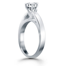 Load image into Gallery viewer, 14k White Gold Classic Wide Band Cathedral Solitaire Engagement Ring
