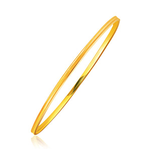 14k Yellow Gold Concave Motif Thin  Stackable Bangle