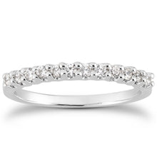 Load image into Gallery viewer, 14k White Gold Fancy U Setting Shared Prong Diamond Wedding Ring Band
