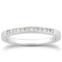 Load image into Gallery viewer, 14k White Gold Channel Set Princess Diamond Wedding Ring Band
