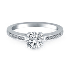 Load image into Gallery viewer, 14k White Gold Diamond Channel Cathedral Engagement Ring
