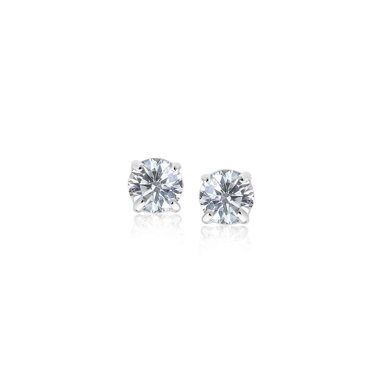 Sterling Silver 3mm Faceted White Cubic Zirconia Stud Earrings