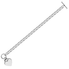 Load image into Gallery viewer, Sterling Silver Rhodium Plated Rolo Chain Bracelet with a Heart Charm
