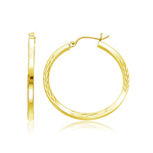 Load image into Gallery viewer, 14k Yellow Gold Diamond Cut Hoop Earrings
