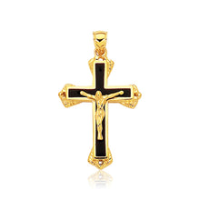 Load image into Gallery viewer, 14k Yellow Gold Black Onyx Cross Pendant
