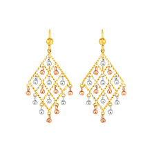 Load image into Gallery viewer, Textured Chandelier Earrings with Ball Drops in 14k Tri Color Gold
