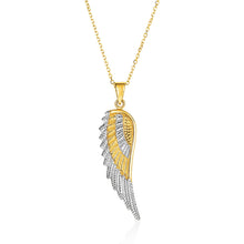 Load image into Gallery viewer, 14k Two-Tone Yellow and White Gold Angel Wing Pendant
