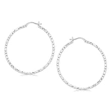 Load image into Gallery viewer, Sterling Silver Rhodium Plated Large Faceted Style Hoop Earrings

