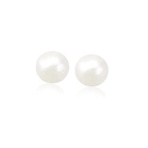14k Yellow Gold Freshwater Cultured White Pearl Stud Earrings (8.0 mm)