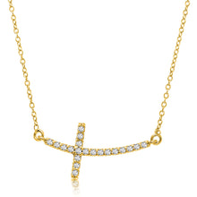 Load image into Gallery viewer, 14k Yellow Gold Curved Crucifix Diamond Accented Necklace (.21cttw)
