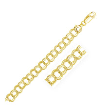 Load image into Gallery viewer, 9.0 mm 14k Yellow Gold Solid Double Link Charm Bracelet
