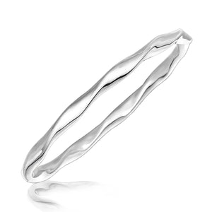 Sterling Silver Twist Style Rhodium Plated Bangle