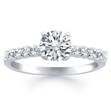 Load image into Gallery viewer, 14k White Gold Shared Prong Diamond Band Accent Engagement Ring
