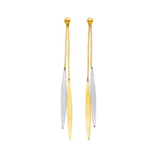 Load image into Gallery viewer, 14k Two Tone Gold Polished Narrow Oval Earrings
